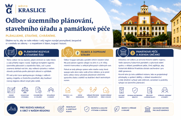 Infografika k fungování Odboru územního plánování, stavebního úřadu a památkové péče