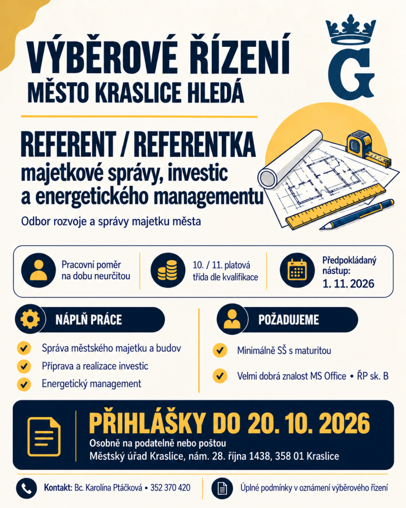 Infografika - výběrové řízení referent majetkové správy