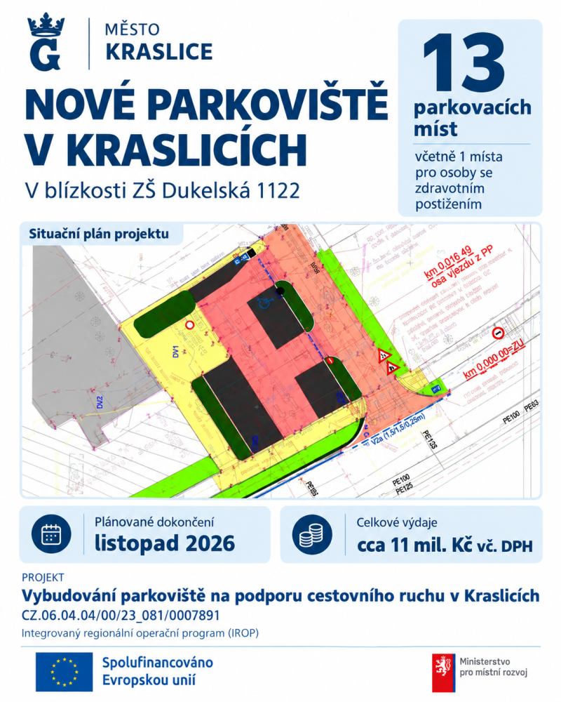 Informační leták k projektu Vybudování parkoviště na podporu cestovního ruchu v Kraslicích