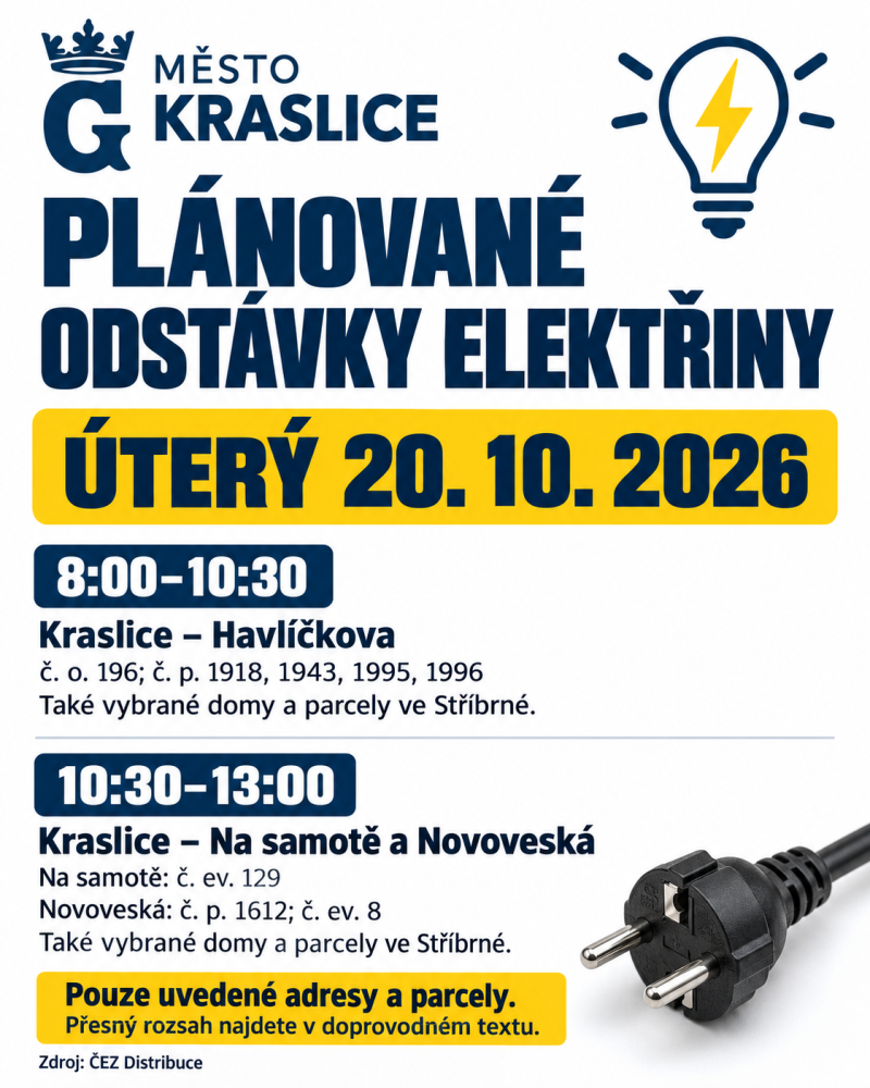 Informační leták k odstávce elektřiny 20.10.2026